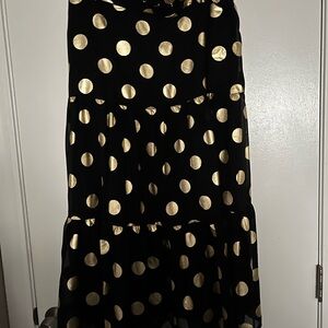 Stylish Black and Gold Polka Dot A-Line Skirt